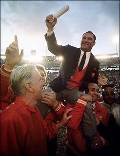 Chiefs head coach Hank Stram is carried from the field. (?)