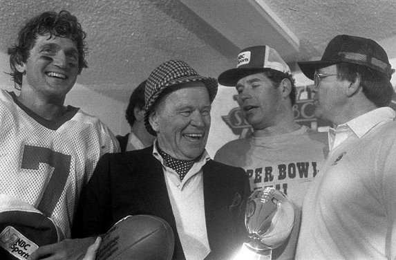 Redskins QB Joe Theismann, owner Jack Kent Cooke, game MVP John Riggins and head coach Joe Gibbs just after receiving the Lombardi Trophy. (Washington Post)