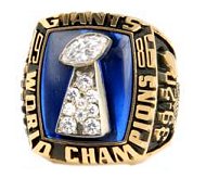 Giants 1986 Championship Ring (NFL)